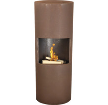 Cheminée de jardin ronde en métal avec feu de bois