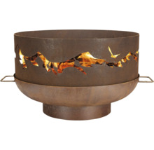 Brasero en métal avec silhouette de montagne