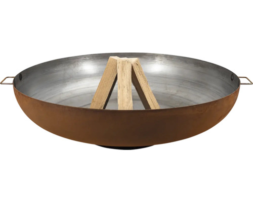 Braséro en acier avec des bûches