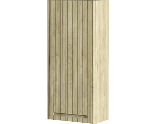 Armoire suspendue couleur bois avec structure à lamelles