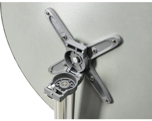 Vue détaillée du plateau de table gris avec fixations