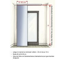 Illustration einer Schiebetür zur Veranschaulichung der benötigten Maße