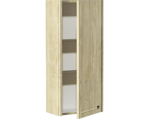 Armoire de salle de bains avec porte à enrouleur et étagères