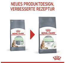 Deux paquets de nourriture pour chats Royal Canin Digestive avec un nouveau design de produit et une recette améliorée