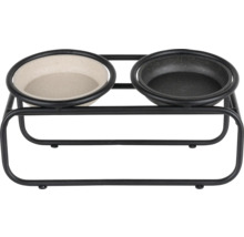 Gamelle double avec support métallique pour animaux de compagnie