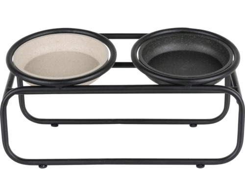 Gamelle double avec support métallique pour animaux de compagnie