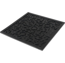Tapis noir carré avec motif en relief