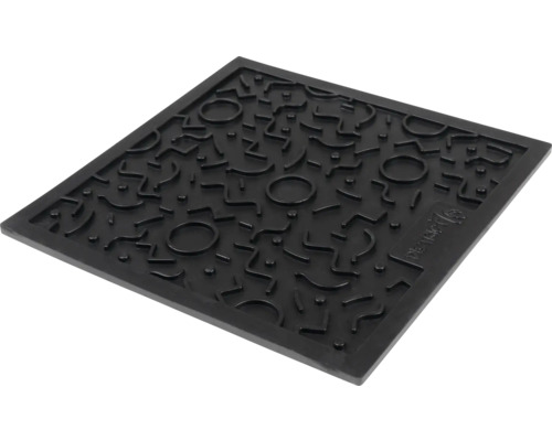 Tapis noir carré avec motif en relief