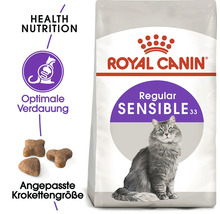 Royal Canin Regular Sensible 33 Katzenfutter Verpackung für optimale Verdauung und angepasste Krokettengröße