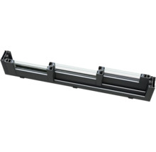 Coupe transversale d'une construction de fenêtre noire avec verre