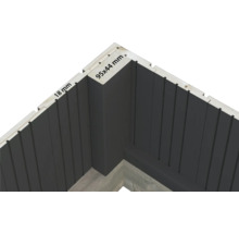 Détail d'angle d'une cabane de jardin avec des dimensions de 95 x 44 millimètres et une épaisseur de paroi de 18 millimètres
