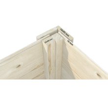 Vue détaillée d'un assemblage d'angle en bois avec les dimensions 16 x 95 millimètres, 32 x 40 millimètres et 16 millimètres.