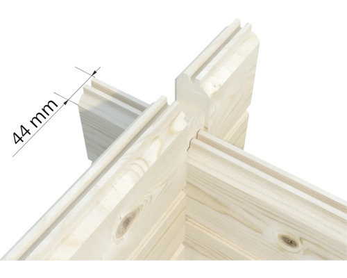 Image détaillée d'un mur en madriers de 44 millimètres