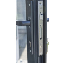 Gros plan d'une porte avec poignée et serrure