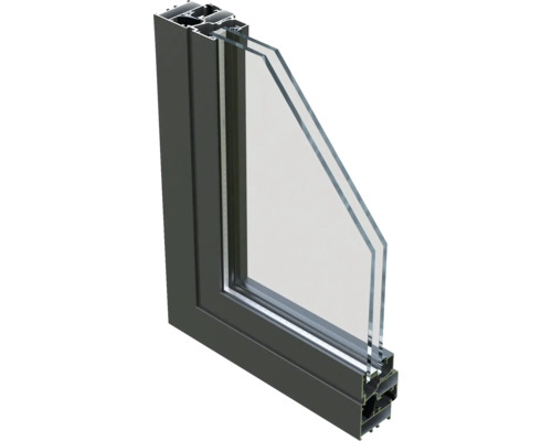 Section transversale d'une fenêtre en aluminium avec double vitrage