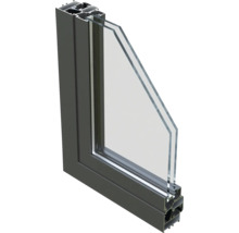 Coupe transversale d'une fenêtre en aluminium avec double vitrage