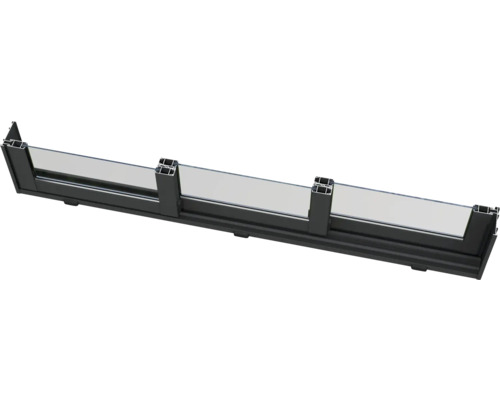 Coupe transversale d'un cadre de fenêtre avec remplissage en verre