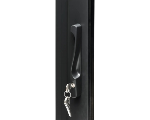 Porte noire avec poignée et clés