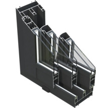 Vue en coupe d'un profilé de fenêtre avec vitrage multiple