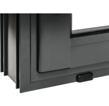 Vue détaillée d'une fenêtre coulissante en plastique anthracite