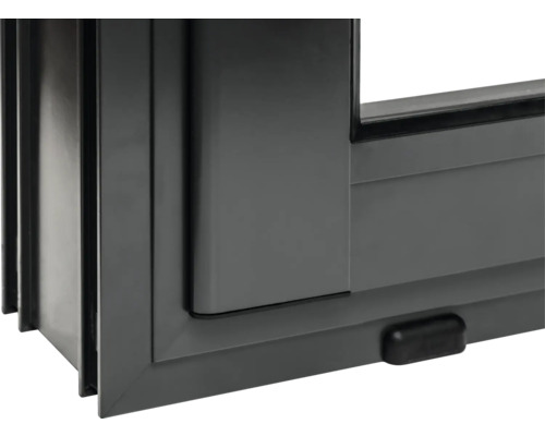 Vue détaillée d'une fenêtre coulissante en plastique anthracite