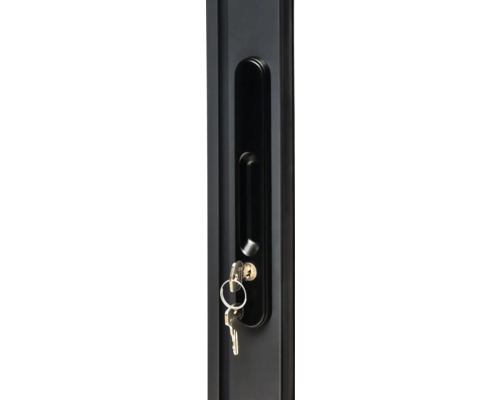 Porte noire avec poignée de porte et clé