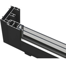 Vue en coupe d'un cadre de fenêtre en aluminium avec double vitrage