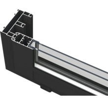 Coupe transversale du profilé d'une fenêtre en aluminium avec double vitrage