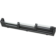 Coupe transversale d'une porte coulissante en verre avec cadre en aluminium