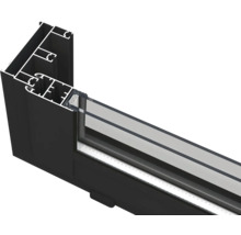 Vue en coupe d'un cadre de fenêtre en aluminium avec double vitrage