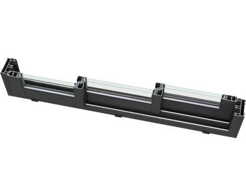 Section transversale d'un cadre de fenêtre en aluminium avec verre