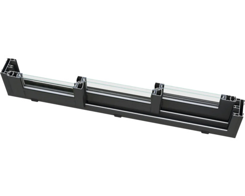 Coupe transversale d'un cadre de fenêtre en aluminium avec verre