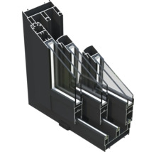 Section transversale d'une fenêtre à triple vitrage