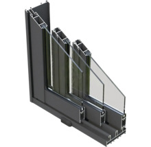 Profil de fenêtre avec triple vitrage pour fenêtres à haute efficacité énergétique