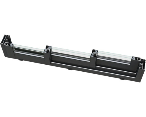 Coupe transversale d'un châssis de fenêtre en aluminium avec verre