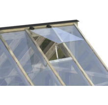 Detailansicht des Dachfensters eines Gewächshauses