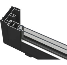 Vue en coupe d'un cadre de fenêtre en aluminium avec verre isolant