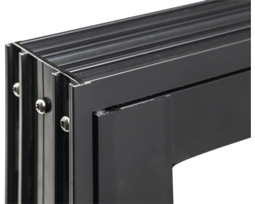 Vue détaillée d'un cadre de fenêtre en aluminium noir