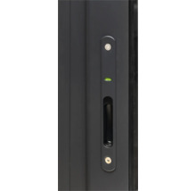 Vue détaillée d'une poignée de porte avec mécanisme coulissant