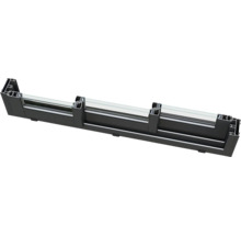 Coupe transversale d'un rebord de fenêtre en aluminium noir avec verre