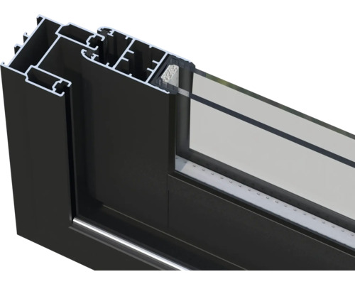 Vue détaillée d'un profilé de fenêtre avec verre