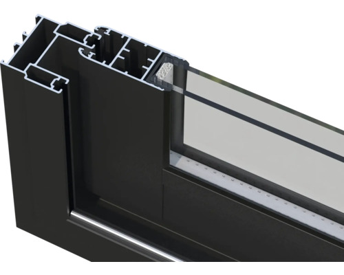 Vue détaillée d'un profilé de fenêtre en aluminium avec verre