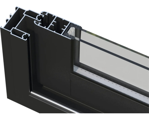 Vue en coupe d'un cadre de fenêtre en aluminium et en verre