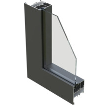 Vue de profil d'une fenêtre en aluminium avec verre
