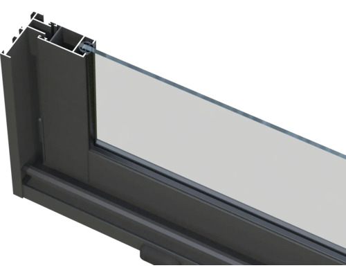 Coupe transversale d'une fenêtre avec cadre et verre