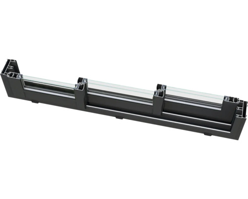 Section transversale d'un cadre de fenêtre en aluminium avec verre