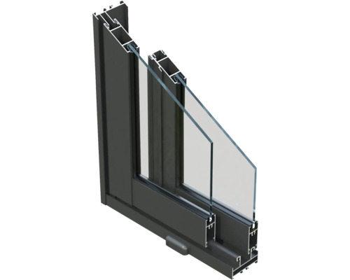 Vue en coupe d'un cadre de fenêtre avec double vitrage