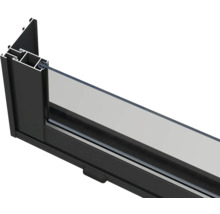 Section transversale d'une fenêtre en aluminium avec verre