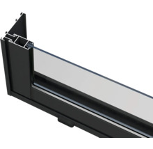 Coupe transversale d'un châssis de fenêtre en aluminium avec vitrage