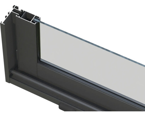 Coupe d'une fenêtre avec cadre et vitre